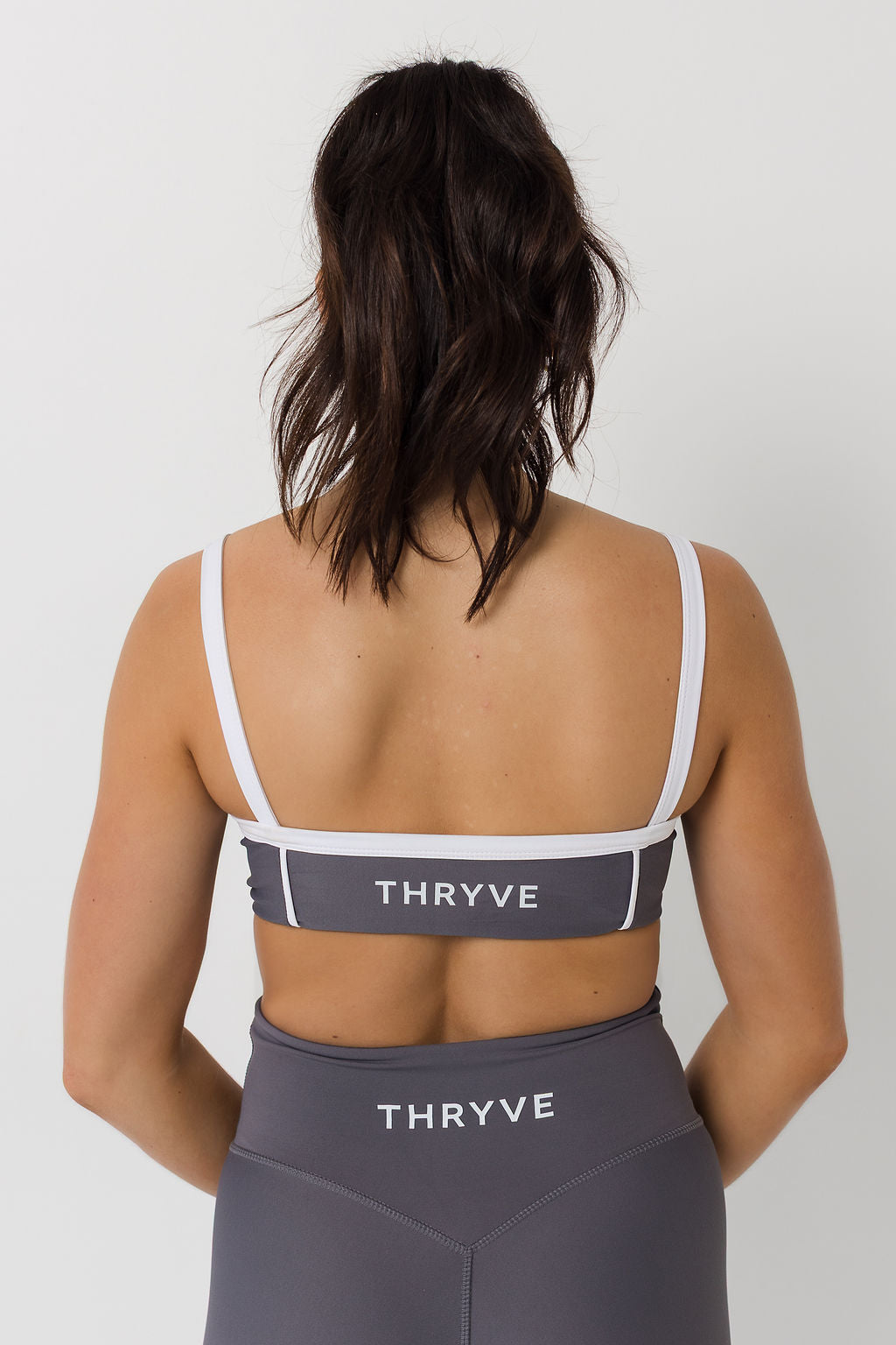 Grey Sport Bra with Piping