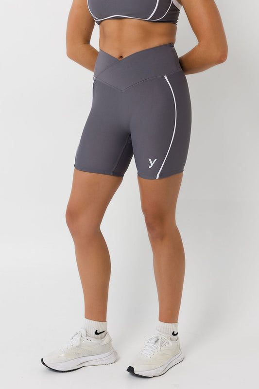 Grey 6-Inch Short with Piping Detail